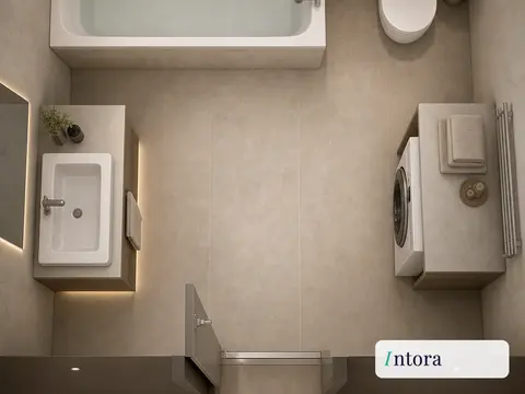 Компактный санузел, вид сверху